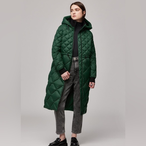 NWOT Soia & Kyo down filled long green hooded Women's Aime coat puffer Sz m - Picture 1 of 12